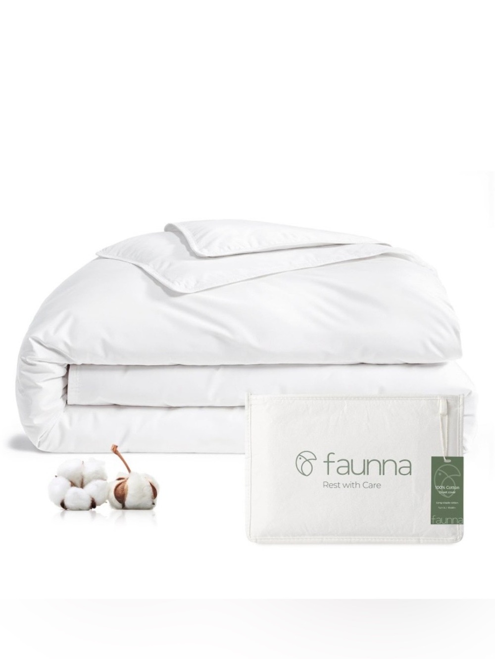FULL Duvet Cover 100% Cotton with Microban Antimicrobial Technology - WHITE